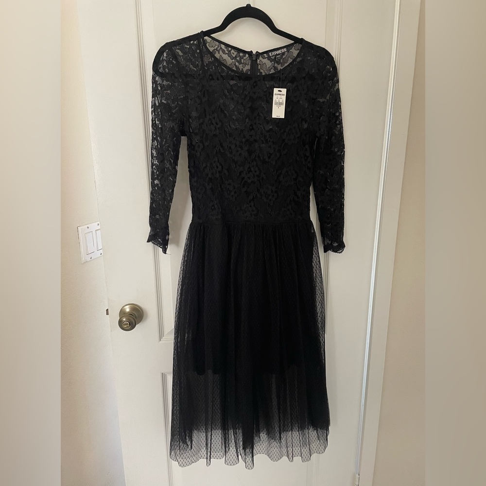 Lace & Tulle Goth Midi Dress Size Medium